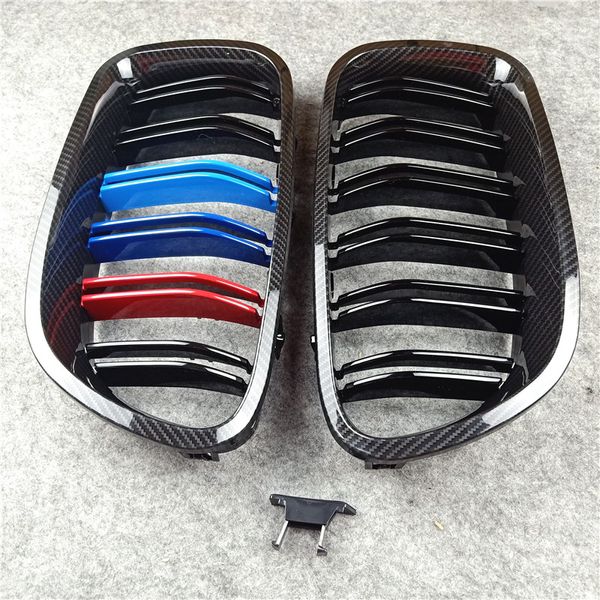 Frontnierengitter, Lufteinlass, schwarzer Racing-Grill, passend für BMW 3er F30 F35 2012–18, Haubengitter, Stoßstange, Doppellamellengrills