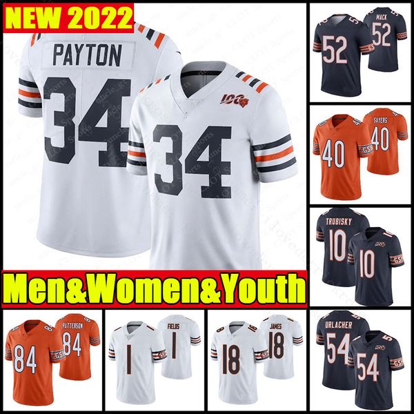 

1 justin fields jersey 34 walter payton eddie jackson david montgomery 11 darnell mooney andy dalton roquan smith football brian urlacher ta, Black;red