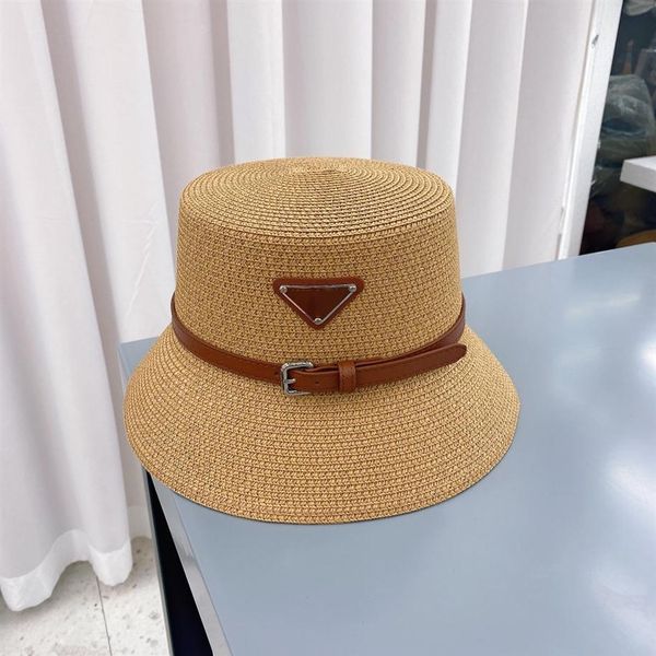 

designer cap belt buckle straw bucket hat fashion men women fitted hats sun caps ulftk274p, Blue;gray