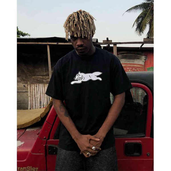 

masiwei minority high street flying dog print short sleeve t-shirt men's summer tide brand american retro hip-hop loose t-shirt, White;black