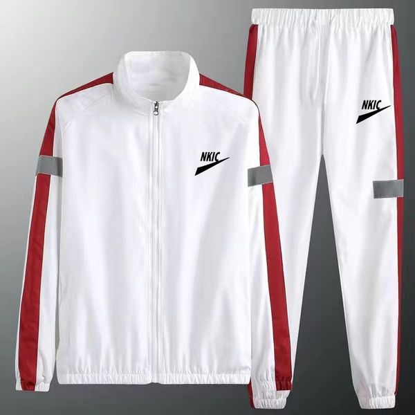 

sportswear men's fashion brand logo jacket tracksuits set spring and autumn casual hoodie + pants men suit sports two-piece suit, Gray