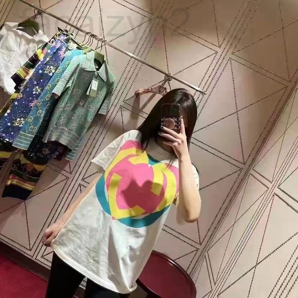 

women's t-shirt designer 2022 early spring new fashion brand rainbow love trend round loose short sleeve t-shirt for men and women otj3, White