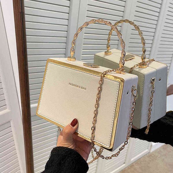 

evening bags women s small pu leather chain box shoulder for women 2022 fashion brand trend short handle crossbody bag totes 220517