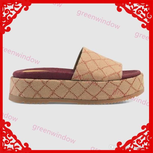 

fashion platform slippers women scuffs flat sandals designer sliders sandals luxury designers shoes thong sandalias wedges slide f297k, Black