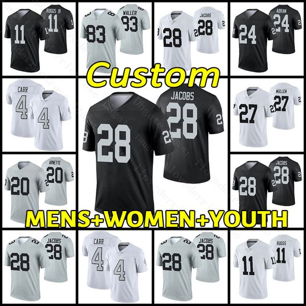 

17 davante adams 28 josh jacobs jersey men 55 chandler jones 4 derek carr 11 henry ruggs iii 83 darren waller 34 bo jackson 98 maxx crosby f, Black;red
