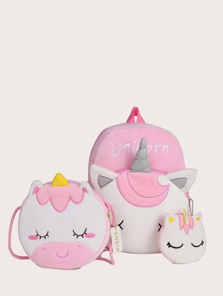 

kids 3pcs unicorn shaped bag set she