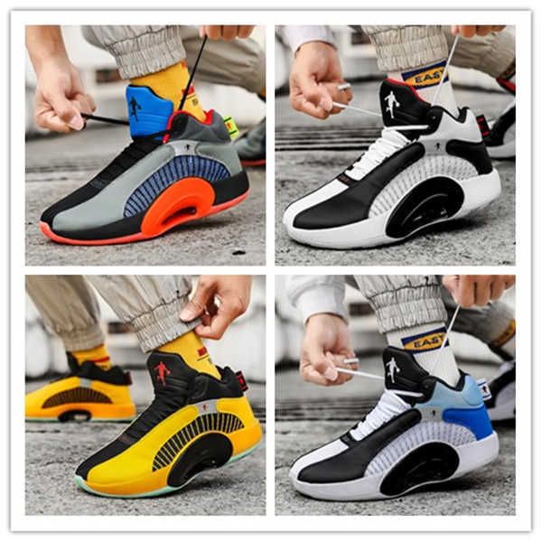 

basketball shoes for men lace-up high sneaker gentlemen retro breathing trend aj walking 39-45 4001, Black