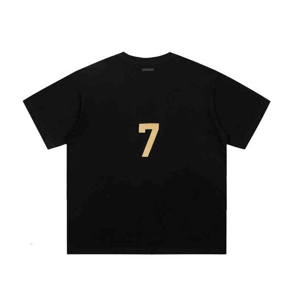 

50% discount bagsof fog essentials god feel season 7 double thread alphabet pressed cotton short sleeve t-shirt for men and women, White;black