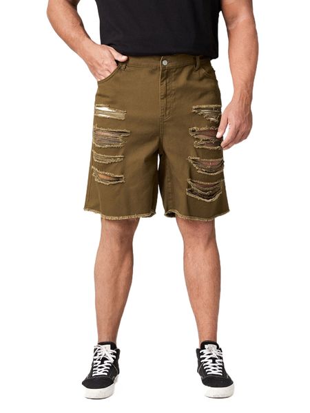 

extended sizes men ripped raw trim denim shorts r3h2#, White;black
