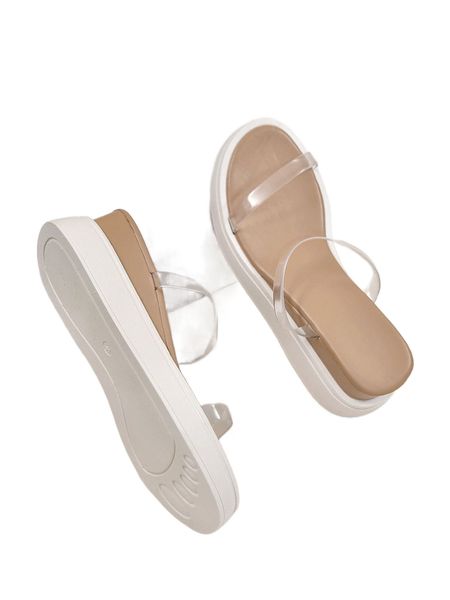 

clear strap wedge slide sandals 07mt#, Black;white