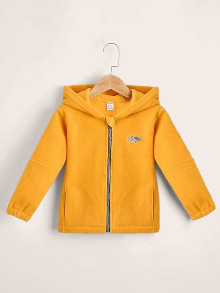 

toddler boys elephant embroidery hooded fleece jacket she, Blue;gray