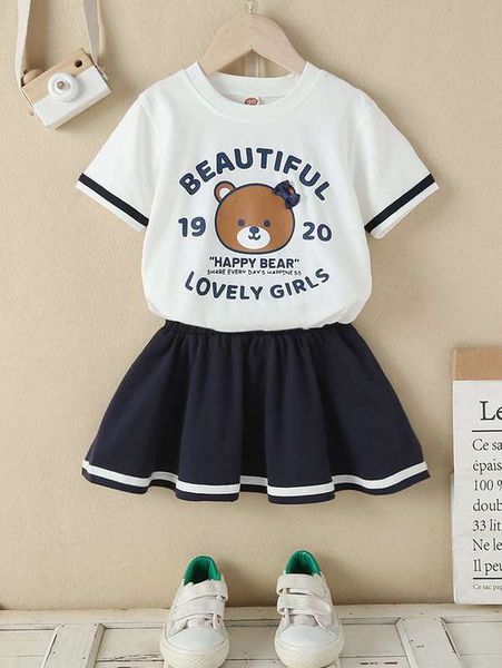 

little girl cartoon and alphabet t-shirts and skirts she, White