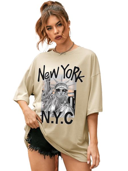 

letter graphic drop shoulder tee 64cr#, White