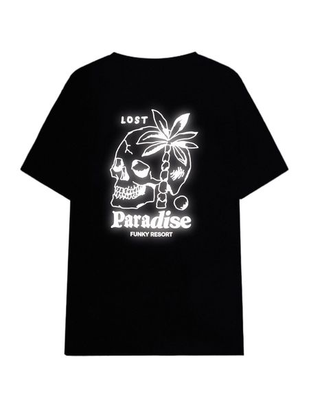 

x mityakorolkov men reflective skull & slogan graphic tee 00g5#, White;black