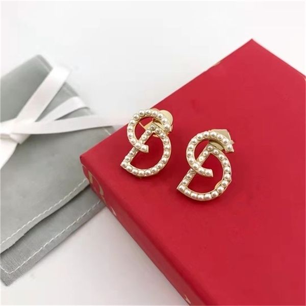 

2022 fashion 20% off designer jewelry d di family 1.1 high version classic pearl women's advanced temperament earrings, Golden