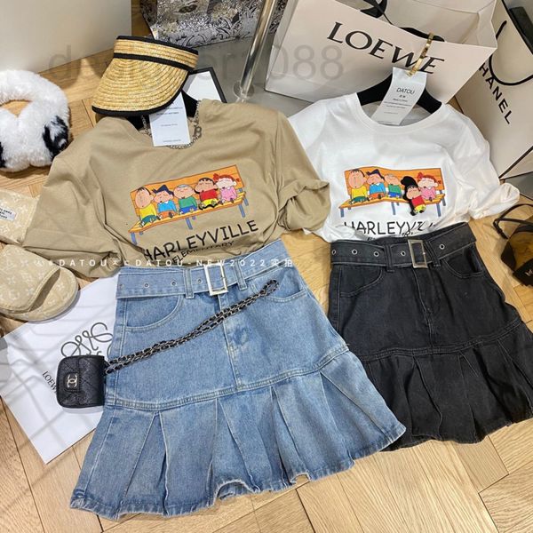 

skirts designer design sense of minority spice girl cowboy belt half length short skirt women's bag hips look thin a-line large pleated, Black