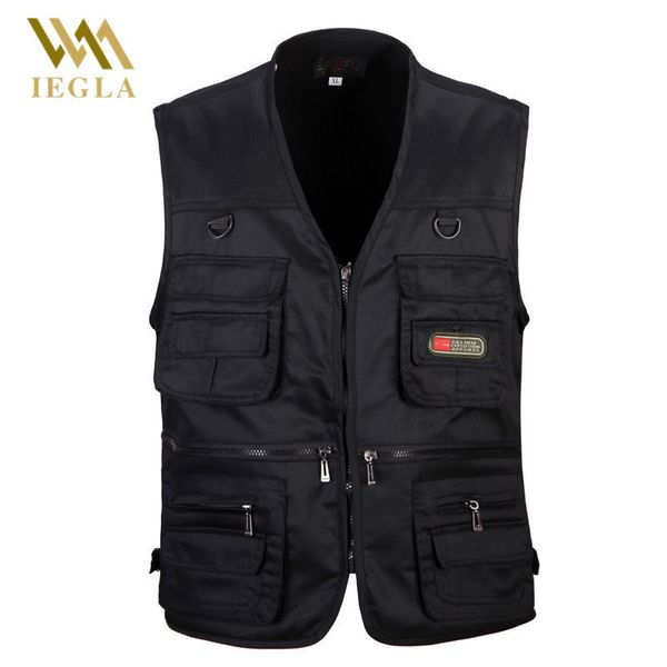 

male vest men fashion cotton sleeveless jackets black casual fishing vests with many pockets unloading waistcoat 220715, Black;brown