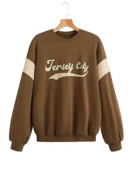 

letter graphic drop shoulder sweatshirt b8kw#, Black