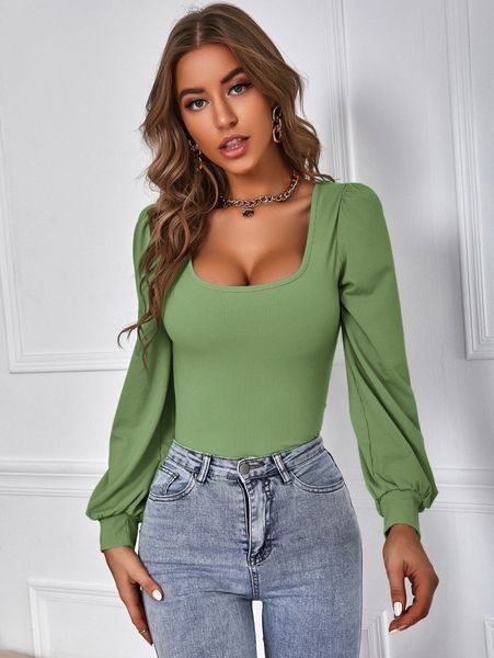 

scoop neck bishop sleeve tee s5he#, White
