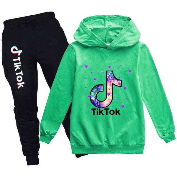 

size 100-170 tiktok children's sweater hoodie + trousers 2pcs set ph1595, White