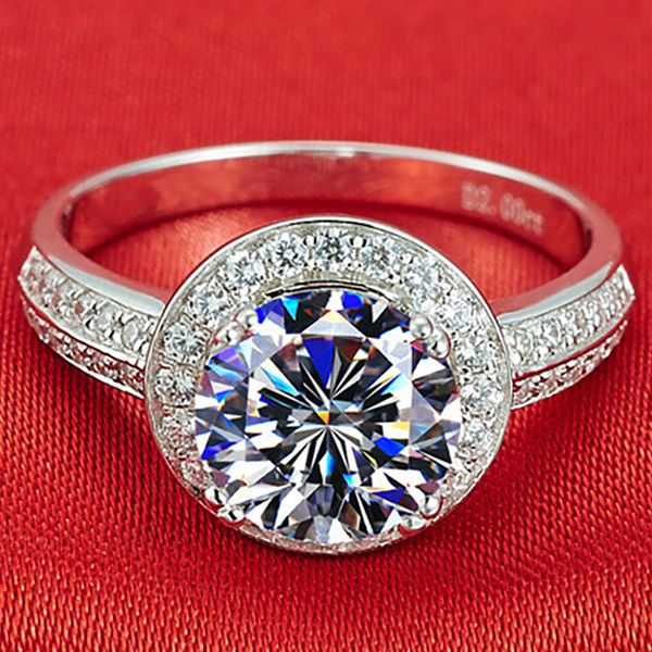 

real 18k solid gold women wedding anniversary engagement party ring 6 7 8 9 10 ct round moissanites diamond ring classic trendy, Golden;silver