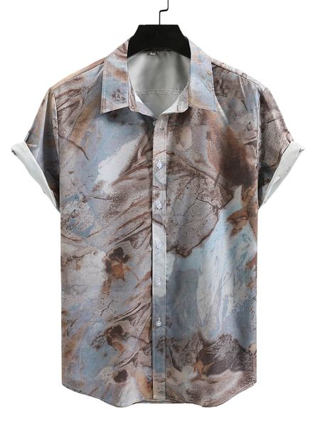 

men random marble print shirt n7hh#, White;black