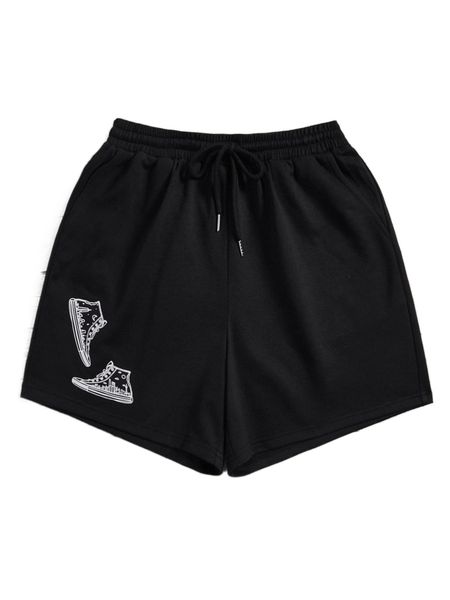 

x luckytea303 shoes print tie waist shorts x4ms#, White;black