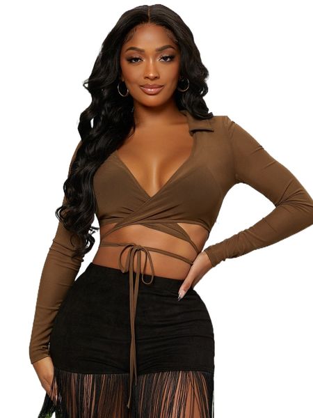 

sxy criss cross tie front crop d1q3#, White