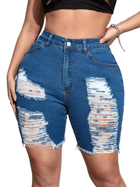 

sxy ripped raw hem denim shorts u5zc#, White;black