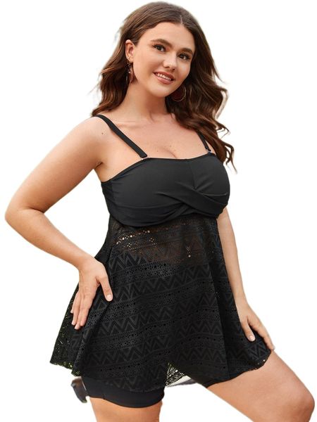 

plus crossover hollow out bikini swimsuit s9a7#, White;black