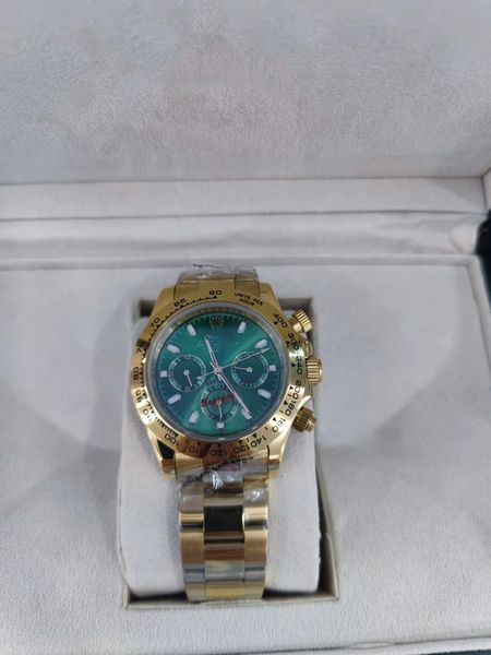 

with original box watch 40mm 116503 116508 116523 116528 sapphire 18k yellow gold green dial no chronograph mechanical automatic mens watche, Slivery;brown