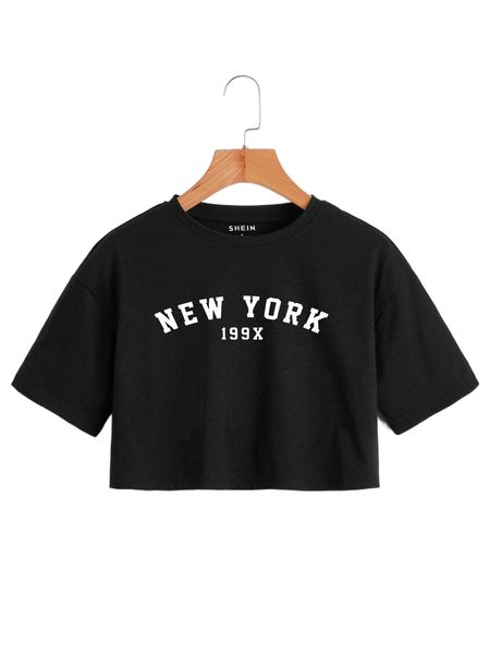 

letter graphic crop tee 94ex#, White