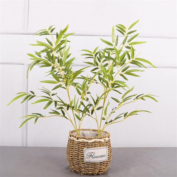Dekorative Blumenkränze, simulierte Bambusblattpflanze, Topfpflanze, für den Innenbereich, für Zuhause, Landschaftsbau, Dekoration, Fenster, Wohnzimmer, künstliches Grün