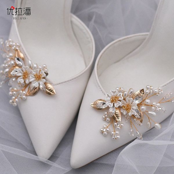 

removable pearls wedding shoe clips flowers women buckle big austrian crystal bridal shoes accessories jewelry for bride bridesmaid cl0416, Black