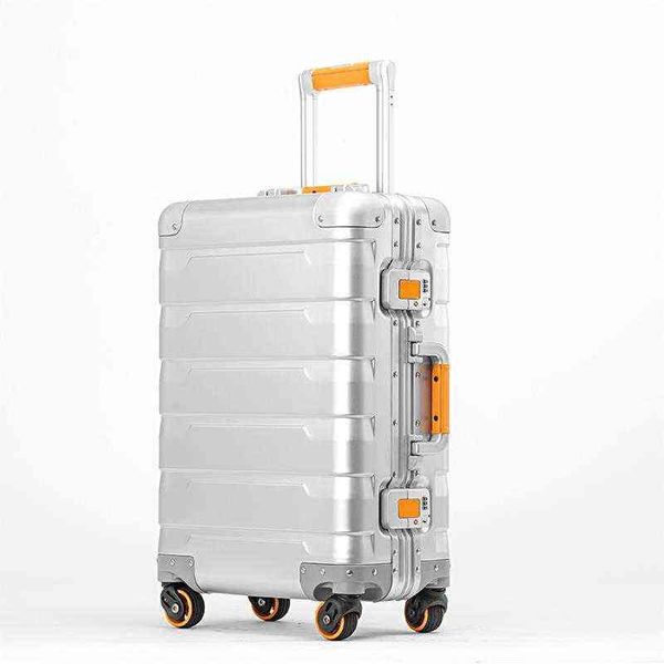 Travel Tale Zoll Luxus neuer Aluminium-Koffer Kabinenwagen Gepäcktasche mit Rollen J220708 J220708