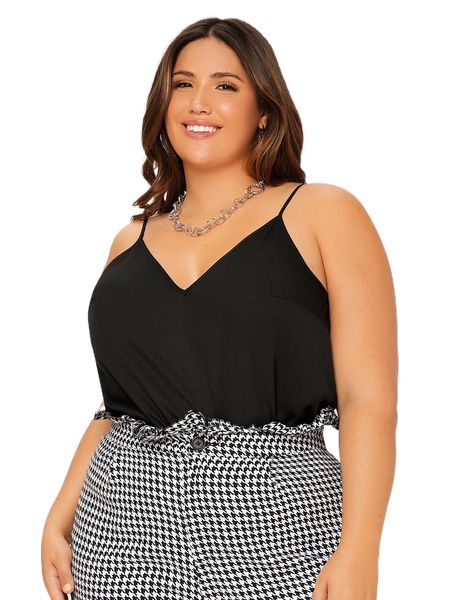 

plus solid cami x4yr#, Black