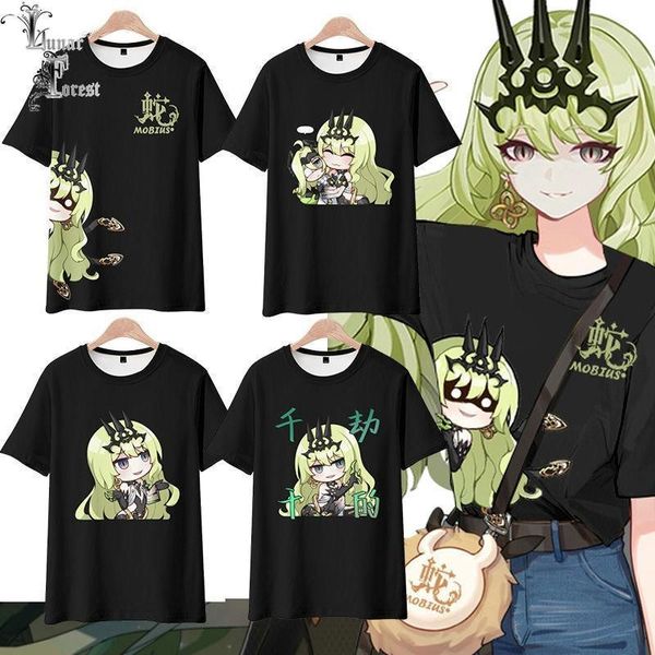 Camisetas masculinas Honkai Impact 3 Mobius 3D Printing T-shirt Summer Fashion Round pescoço de capa curto