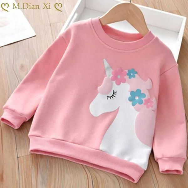 

girls autumn and spring t-shirts sweatshirts baby childrens toddler long-sleeved cute unicorn cotton 0-6 years old, Blue