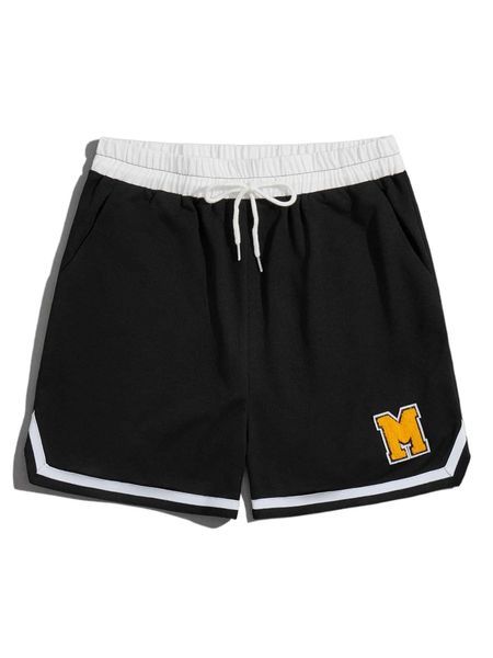 

romwe guys letter graphic shorts h8x1#, White;black