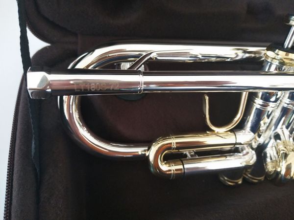 

stradivar quality lt180s-72 bb trumpet b flat brass silver plated professional trumpet musical instruments with leather casen