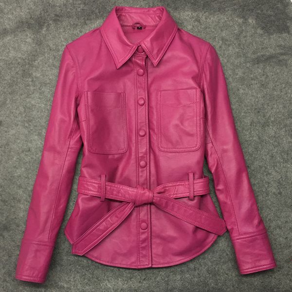 

genuine leather woman slim jacket.fashion asian size female sheepskin coatleather shirt.slim wholesales 201030, Black