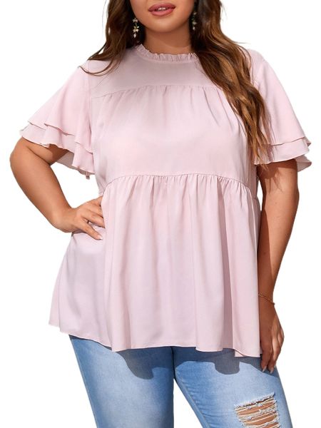 

plus frill trim keyhole back u5pl#, Black