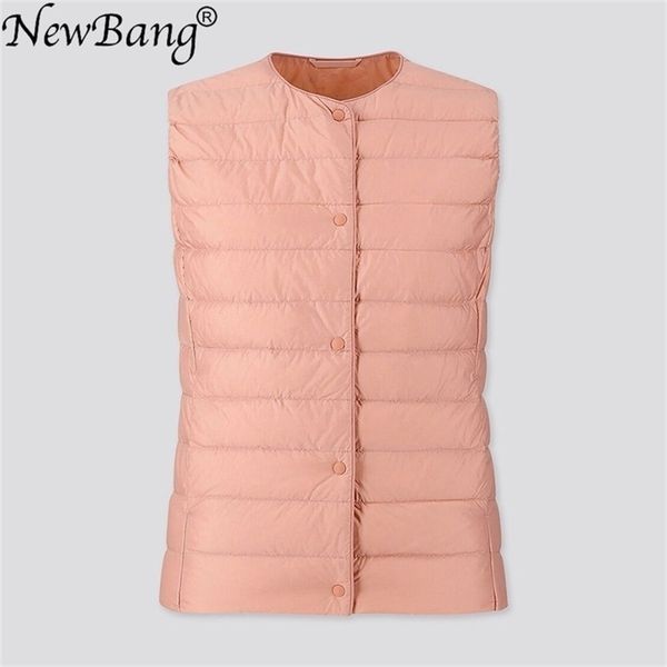 

bang womens vests ultra light down vest women matt fabric waistcoat portable warm sleeveless winter liner y201012, Black;brown