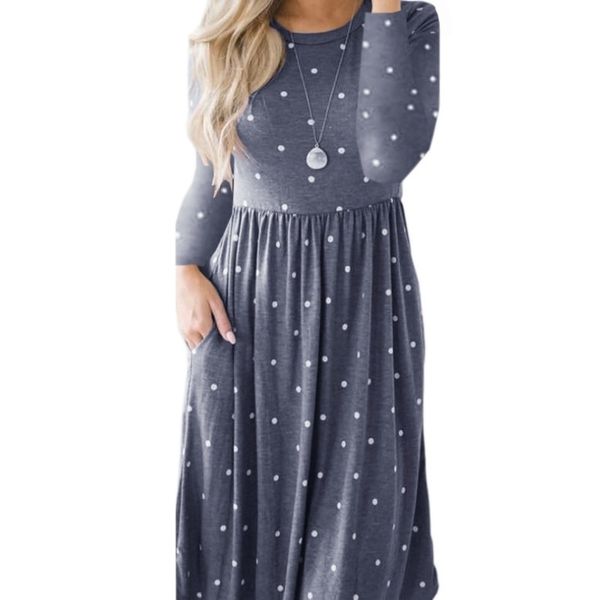 

women vintage dress robe femme casual loose aline midi dress oneck pockets polka dot dress pleated plus size party pl515g y200102, White;black