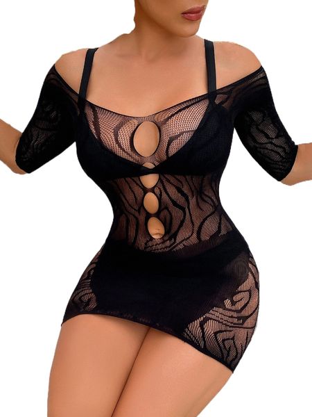 

cut out mesh dress without liner e3nr#, Black;red