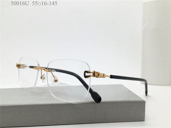 Nuovi occhiali ottici di design di moda 50016U montatura senza montatura lente quadrata trasparente stile semplice e versatile occhiali all'ingrosso di vendita calda popolare