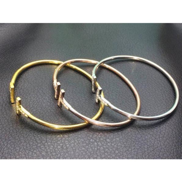 

gold plated adjustable bracelet cz bangles crystal pulsera double t shaped metal cuff bracelets bangle open cross charm for women or men u8q, Black
