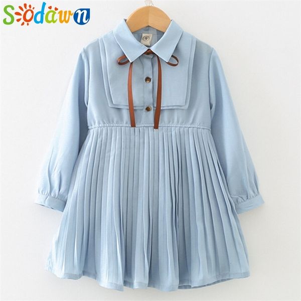 

sodawn children clothing fashion pleated princess dress girls clothes autumn waist long sleeve cute dress baby girls clothes lj201222, Red;yellow