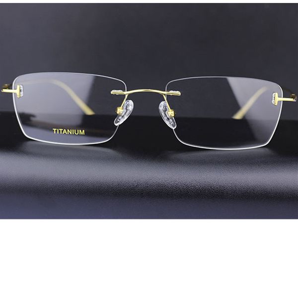 Neue leichte 567 Pure-Titanium Frame randlose Brille für Herren 54-18-145 Norble rechteckige Business-Brille für verschreibungspflichtiges Full-Set-Etui OEM