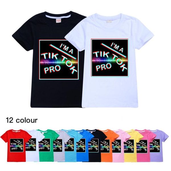 

tiktok children short-sleeved t-shirt 12 color available cotton tshirt kids clothes kids boy girl tees tik tok kids 1772, Blue